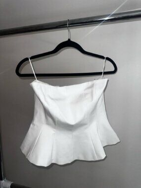 ZARA NWT White Strapless Peplum Top Size [S] – Chic Summer